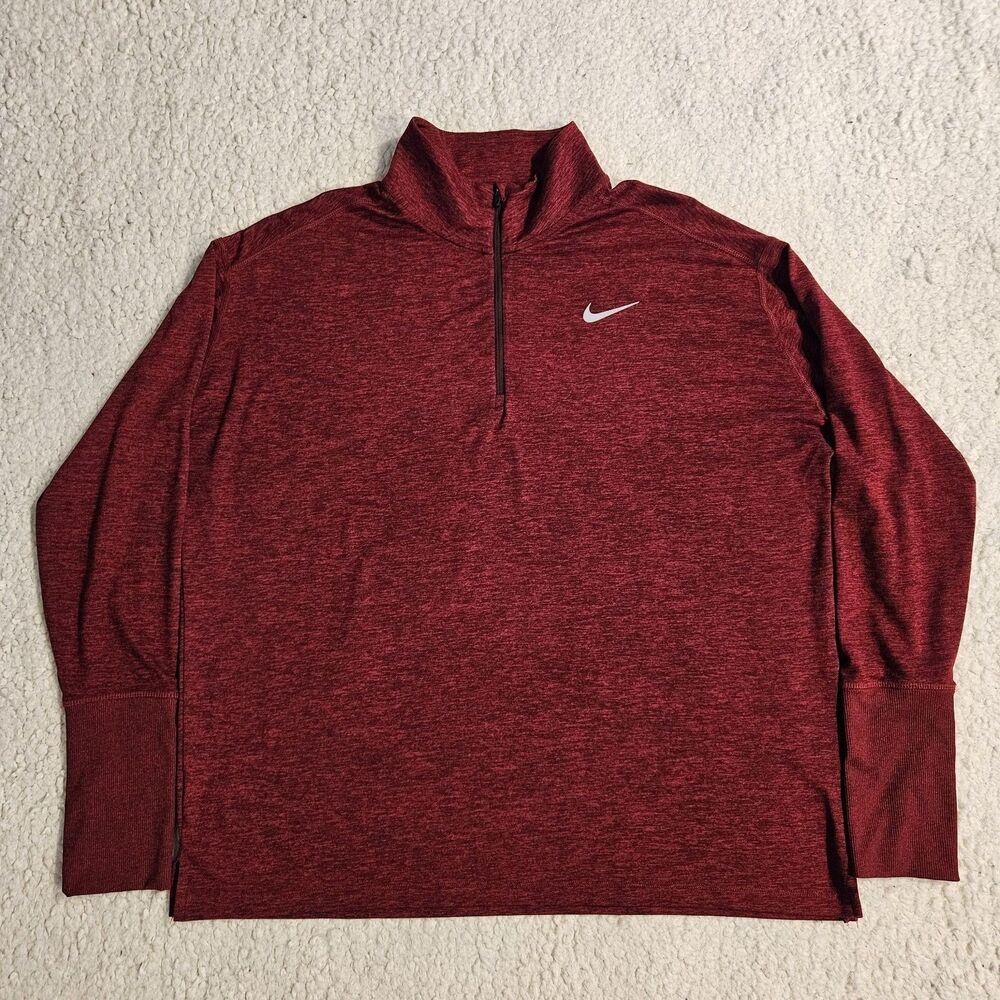 Nike Running Long Sleeve Shirt 1/4 Zip Pullover Mens XL Dri-FIT Red Maroon